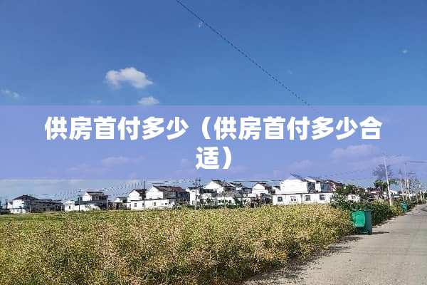 供房首付多少（供房首付多少合适）