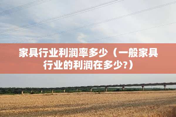 家具行业利润率多少（一般家具行业的利润在多少?）