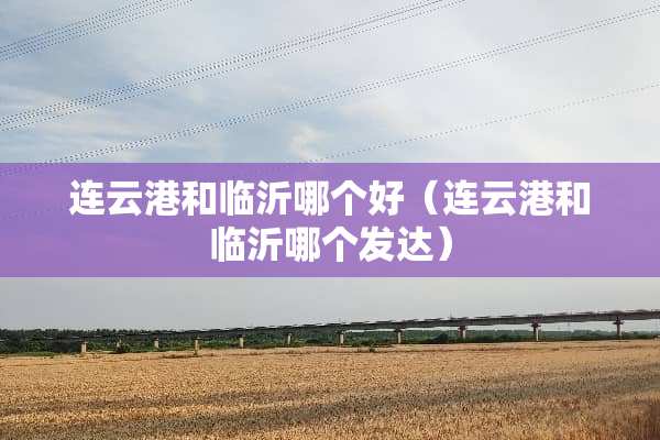 连云港和临沂哪个好（连云港和临沂哪个发达）