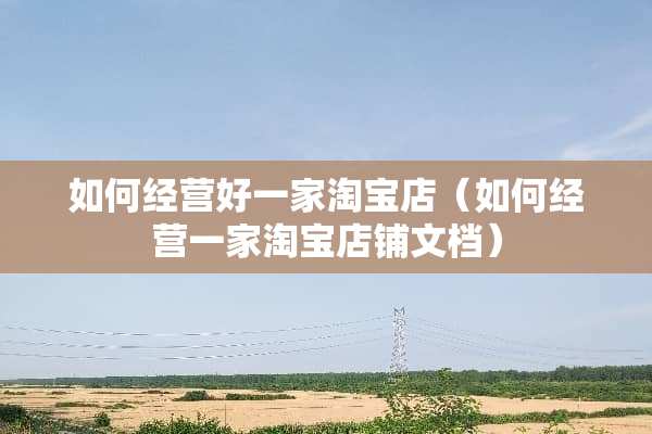 如何经营好一家淘宝店（如何经营一家淘宝店铺文档）