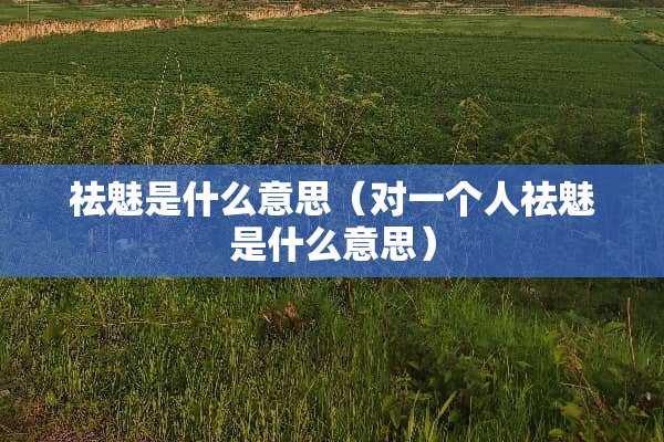 祛魅是什么意思（对一个人祛魅是什么意思）