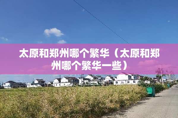 太原和郑州哪个繁华（太原和郑州哪个繁华一些）