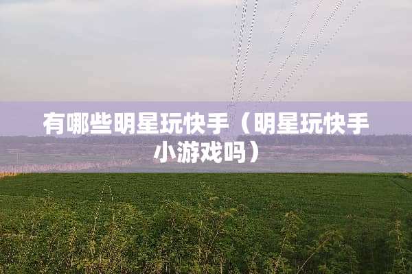 有哪些明星玩快手（明星玩快手小游戏吗）