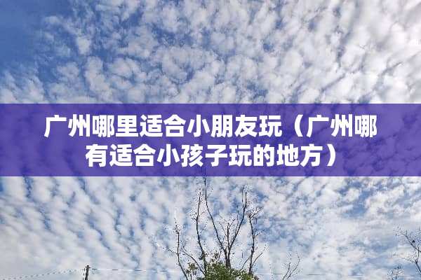 广州哪里适合小朋友玩（广州哪有适合小孩子玩的地方）