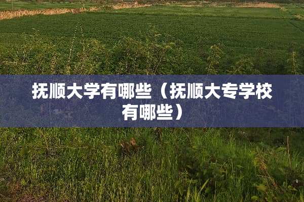 抚顺大学有哪些（抚顺大专学校有哪些）