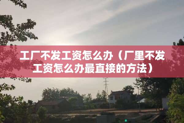 工厂不发工资怎么办（厂里不发工资怎么办最直接的方法）