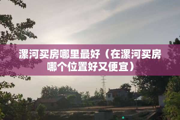 漯河买房哪里最好（在漯河买房哪个位置好又便宜）
