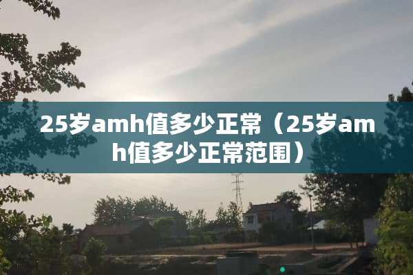 25岁amh值多少正常（25岁amh值多少正常范围）