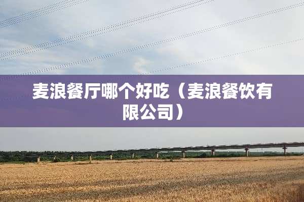 麦浪餐厅哪个好吃（麦浪餐饮有限公司）