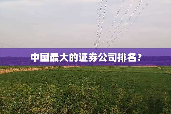 中国最大的证券公司排名？