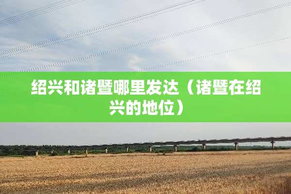 绍兴和诸暨哪里发达（诸暨在绍兴的地位）