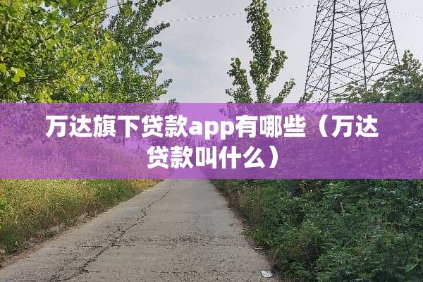 万达旗下贷款app有哪些（万达贷款叫什么）