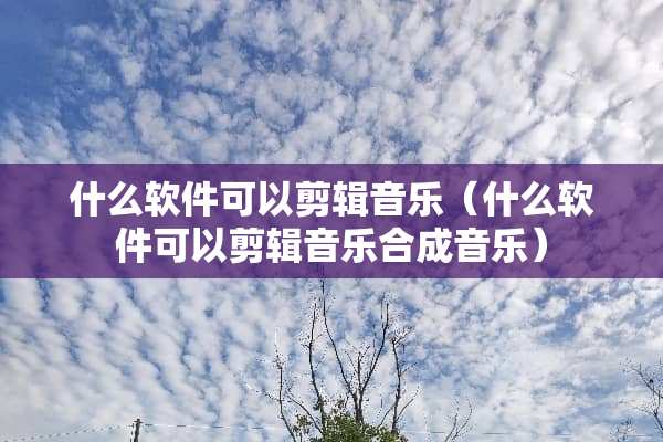 什么软件可以剪辑音乐（什么软件可以剪辑音乐合成音乐）