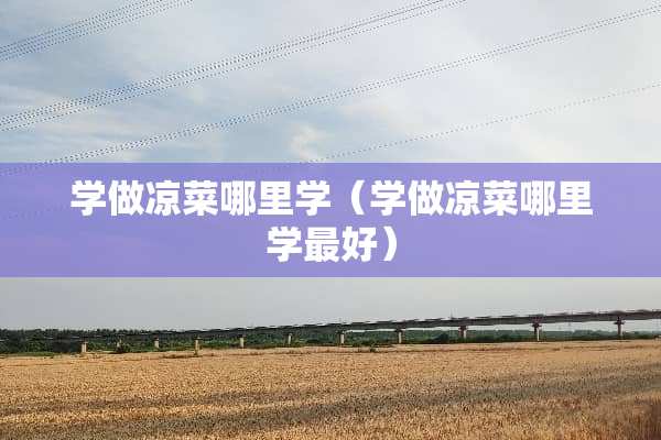 学做凉菜哪里学（学做凉菜哪里学最好）