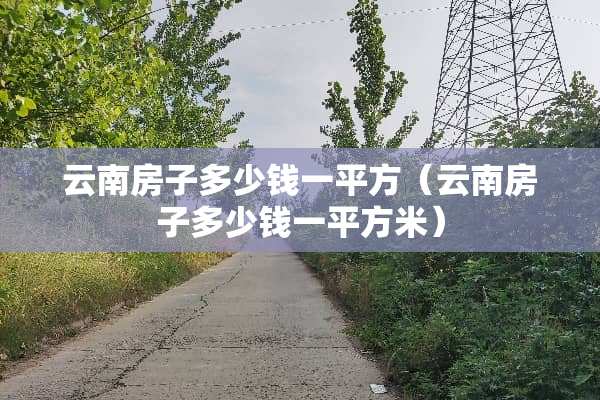 云南房子多少钱一平方（云南房子多少钱一平方米）