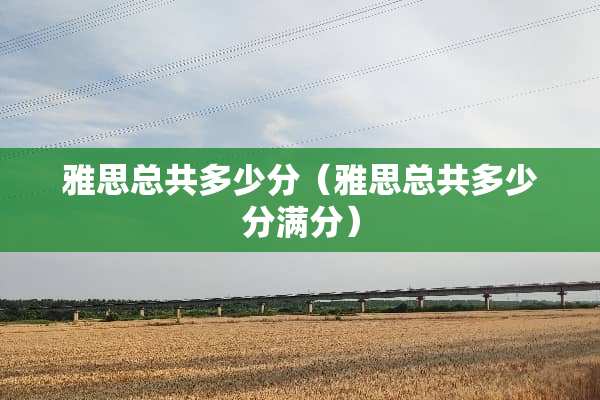 雅思总共多少分（雅思总共多少分满分）