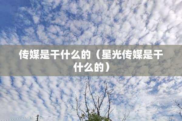 传媒是干什么的（星光传媒是干什么的）