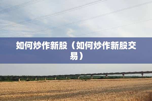 如何炒作新股（如何炒作新股交易）