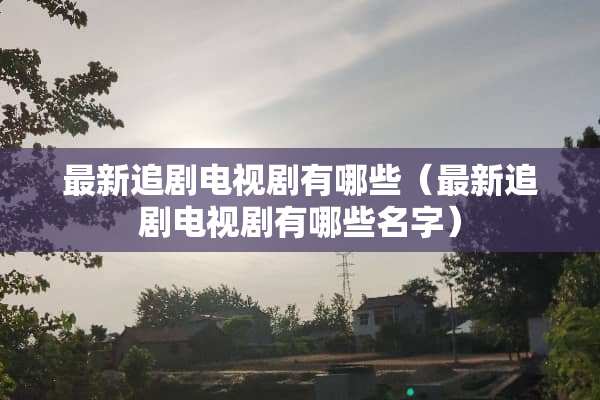 最新追剧电视剧有哪些（最新追剧电视剧有哪些名字）