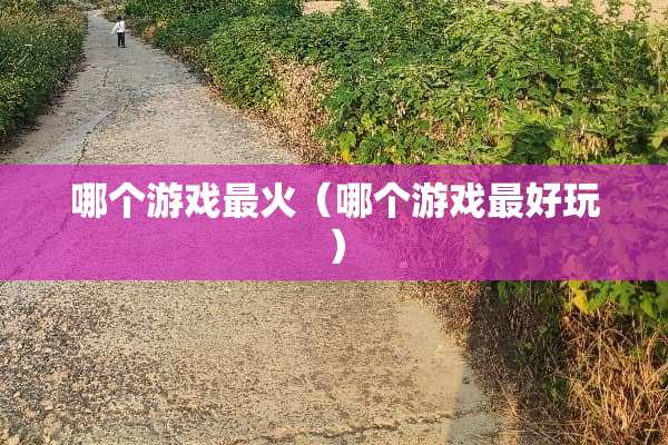 哪个游戏最火（哪个游戏最好玩）