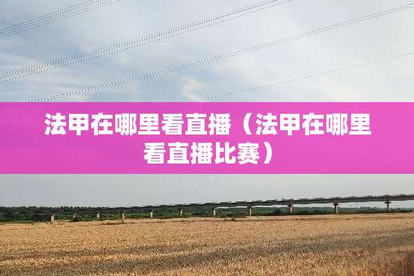 法甲在哪里看直播（法甲在哪里看直播比赛）