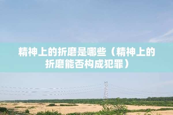 精神上的折磨是哪些（精神上的折磨能否构成犯罪）