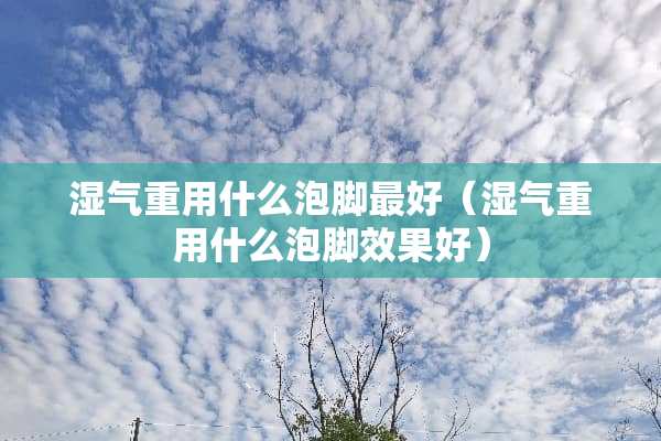 湿气重用什么泡脚最好（湿气重用什么泡脚效果好）