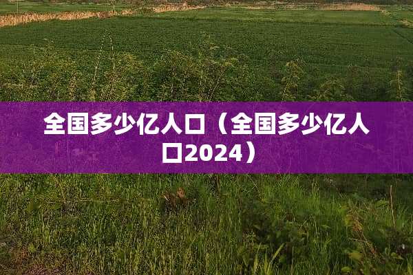 全国多少亿人口（全国多少亿人口2024）