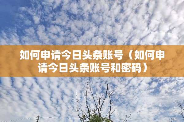 如何申请今日头条账号（如何申请今日头条账号和密码）