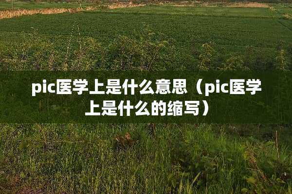 pic医学上是什么意思（pic医学上是什么的缩写）