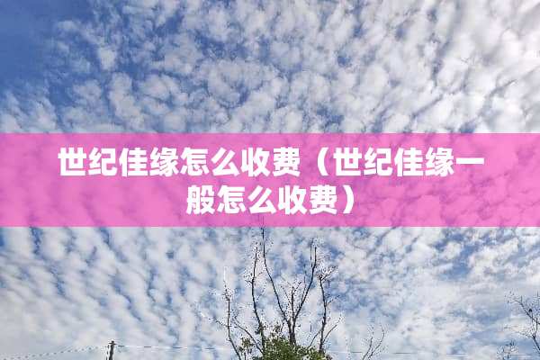 世纪佳缘怎么收费（世纪佳缘一般怎么收费）