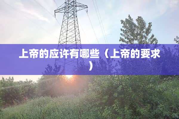 上帝的应许有哪些（上帝的要求）
