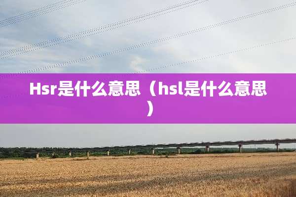 Hsr是什么意思（hsl是什么意思）