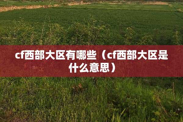 cf西部大区有哪些（cf西部大区是什么意思）