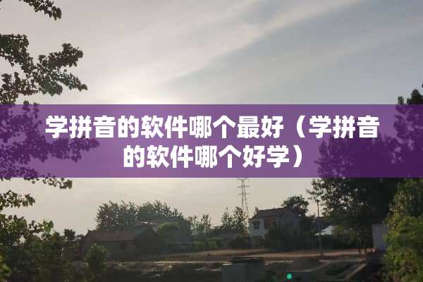 学拼音的软件哪个最好（学拼音的软件哪个好学）