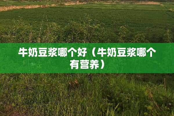 牛奶豆浆哪个好（牛奶豆浆哪个有营养）