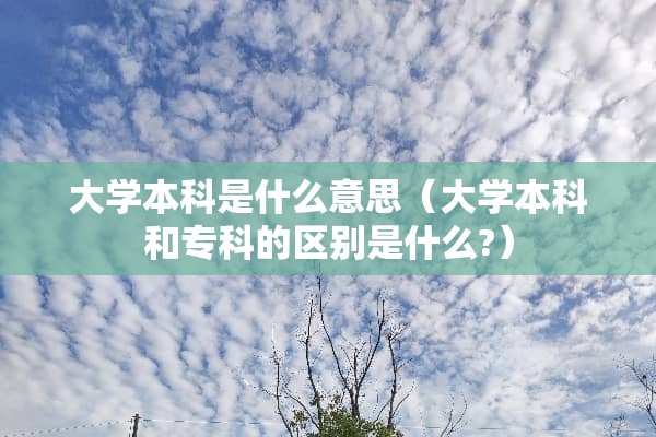 大学本科是什么意思（大学本科和专科的区别是什么?）