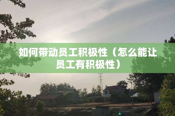 如何带动员工积极性（怎么能让员工有积极性）