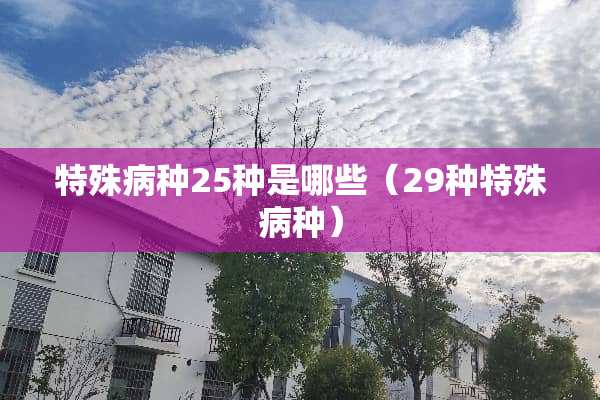 特殊病种25种是哪些（29种特殊病种）