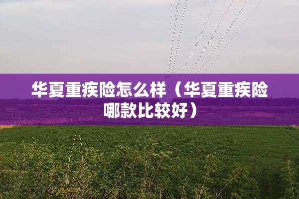 华夏重疾险怎么样（华夏重疾险哪款比较好）