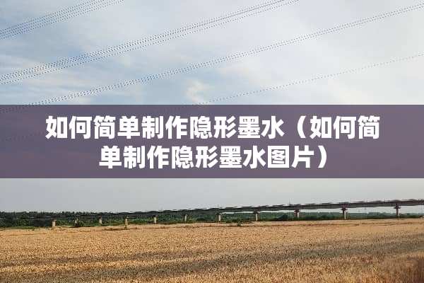 如何简单制作**墨水（如何简单制作**墨水图片）