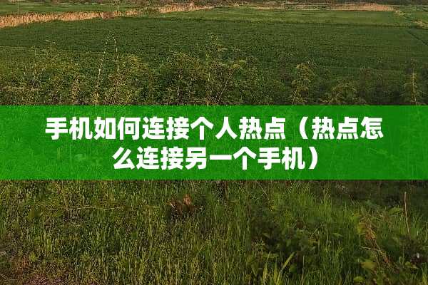 手机如何连接个人热点（热点怎么连接另一个手机）