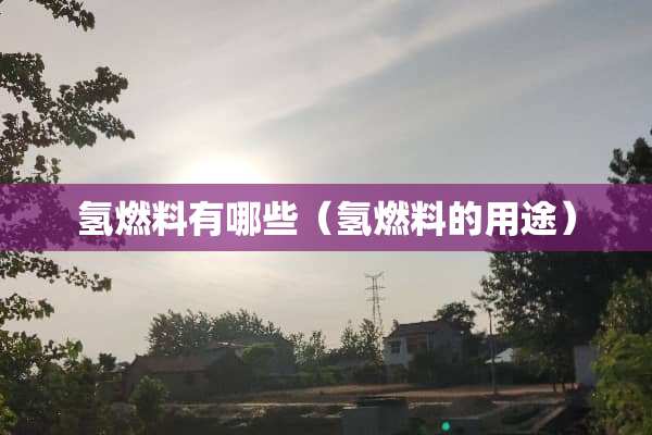 氢燃料有哪些（氢燃料的用途）