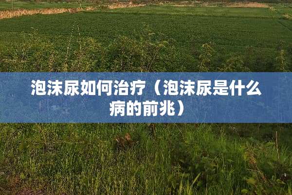 泡沫尿如何治疗（泡沫尿是什么病的前兆）