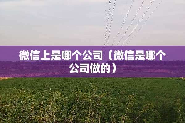 微信上是哪个公司（微信是哪个公司做的）