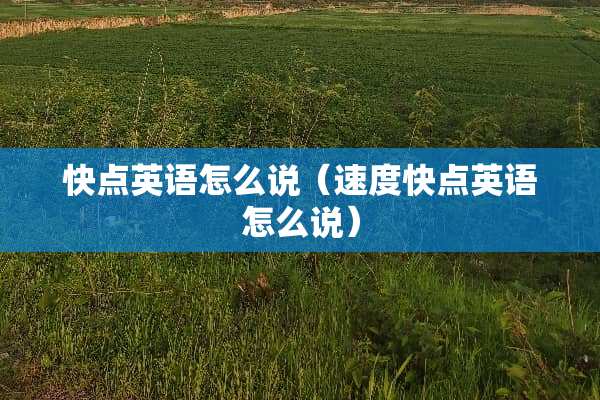快点英语怎么说（速度快点英语怎么说）