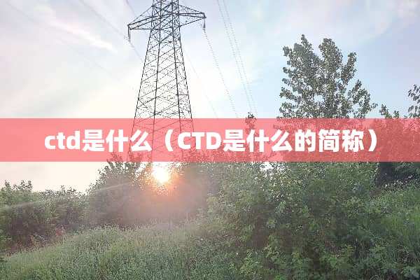 ctd是什么（CTD是什么的简称）