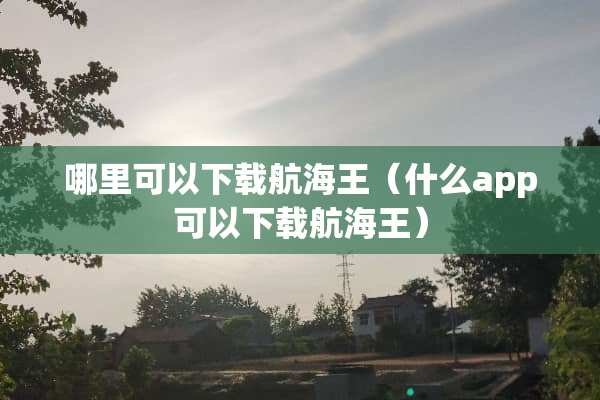 哪里可以下载航海王（什么app可以下载航海王）