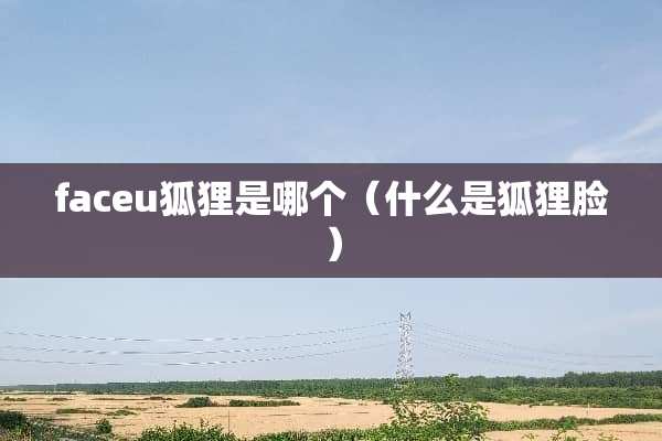 faceu狐狸是哪个（什么是狐狸脸）