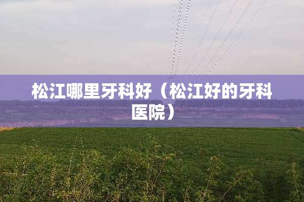 松江哪里牙科好（松江好的牙科医院）
